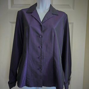 Ann Taylor - iridescent purple, long sleeve blouse, Size 4